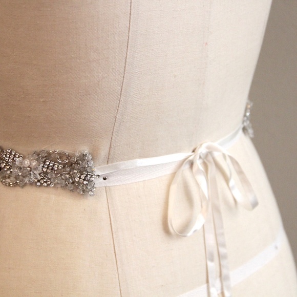 BHLDN Silver beaded and rhinestone sash - Picture 2 of 3